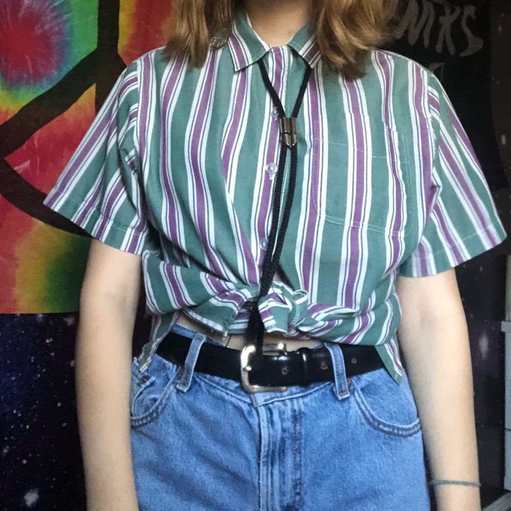 striped button down